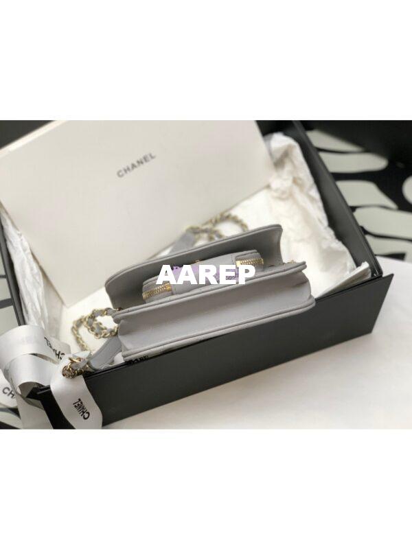 Replica Chanel Clutch With Chain With double Pockets AP2914 Grained Calfskin Grey 8
