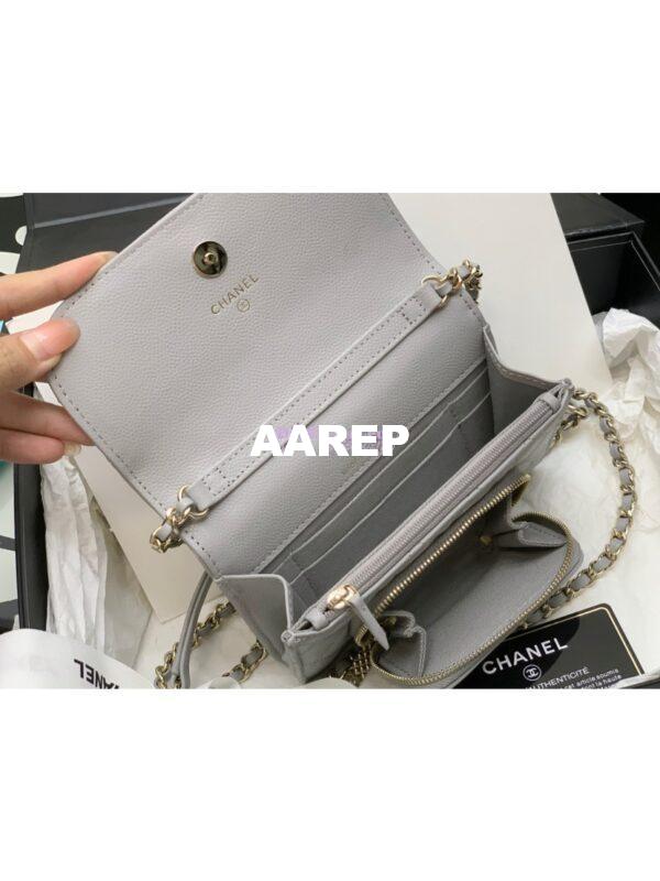 Replica Chanel Clutch With Chain With double Pockets AP2914 Grained Calfskin Grey 10