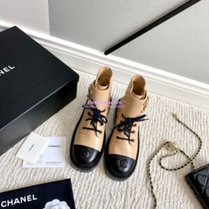 Replica Chanel Lace-Ups Lambskin & Calfskin G36424 Beige 2