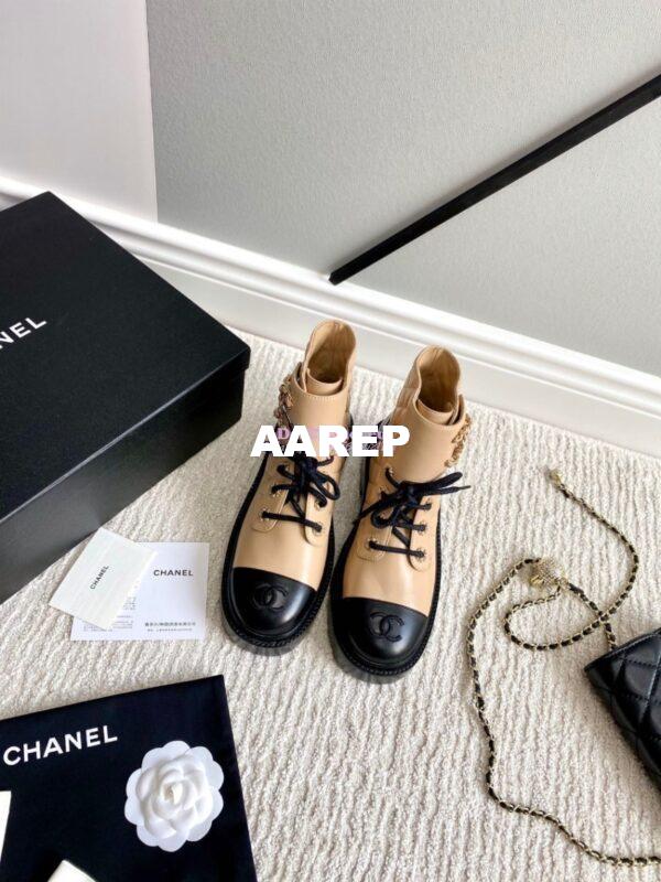 Replica Chanel Lace-Ups Lambskin & Calfskin G36424 Beige 2