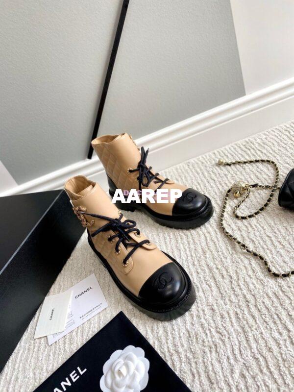 Replica Chanel Lace-Ups Lambskin & Calfskin G36424 Beige 3
