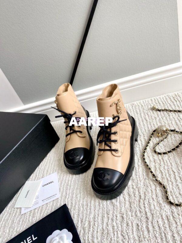 Replica Chanel Lace-Ups Lambskin & Calfskin G36424 Beige 4