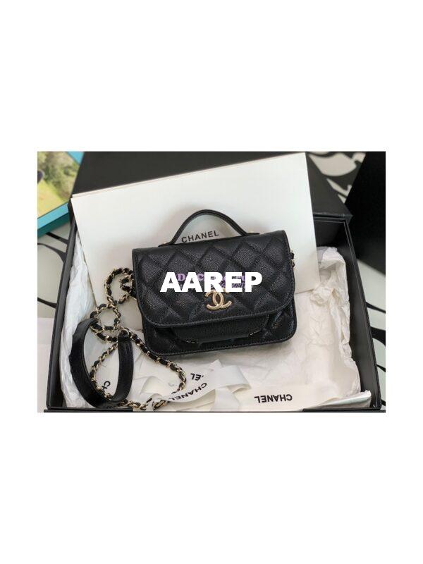 Replica Chanel Clutch With Chain With double Pockets AP2914 Grained Calfskin Black 3