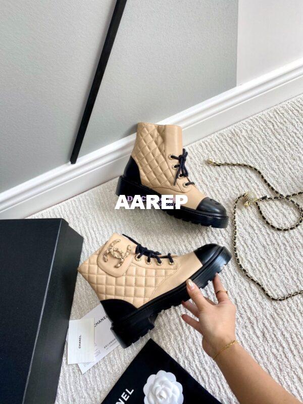 Replica Chanel Lace-Ups Lambskin & Calfskin G36424 Beige 7