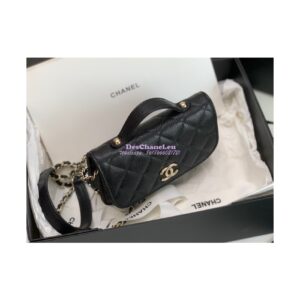 Replica Chanel Clutch With Chain With double Pockets AP2914 Grained Calfskin Black 2