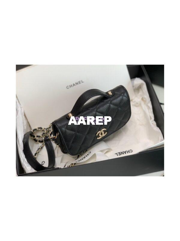 Replica Chanel Clutch With Chain With double Pockets AP2914 Grained Calfskin Black 4