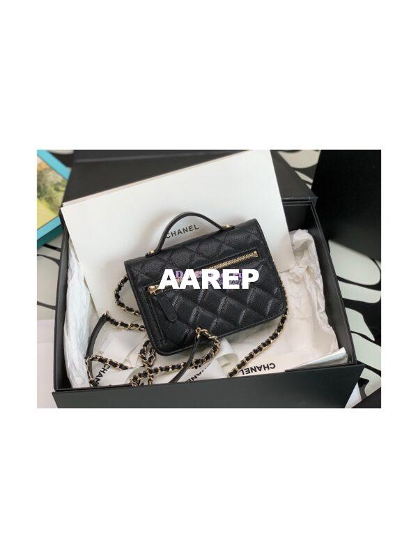 Replica Chanel Clutch With Chain With double Pockets AP2914 Grained Calfskin Black 9