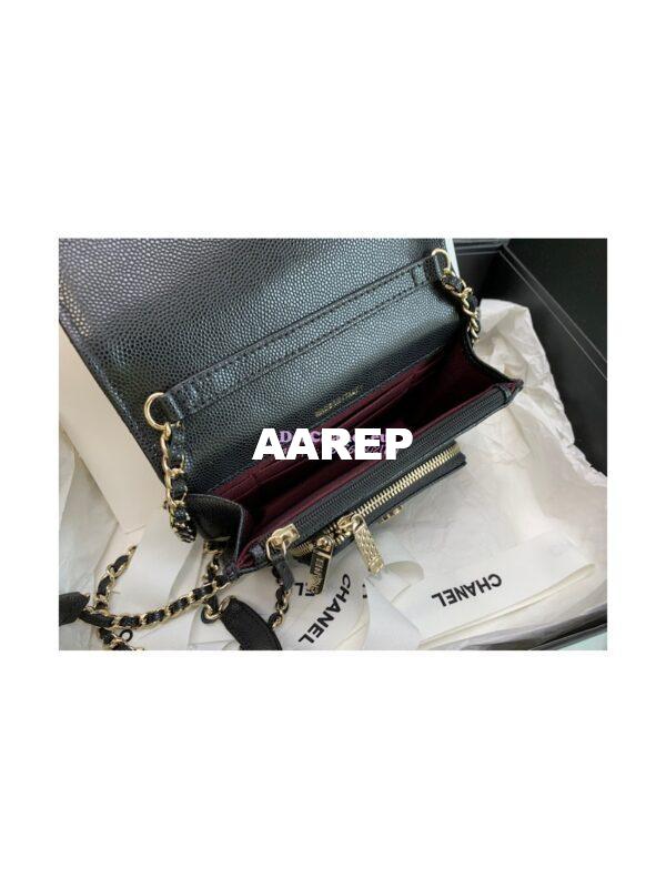 Replica Chanel Clutch With Chain With double Pockets AP2914 Grained Calfskin Black 10