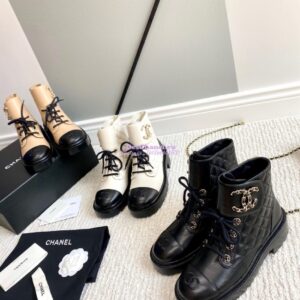 Replica Chanel Lace-Ups Lambskin & Calfskin G36424 Ivory