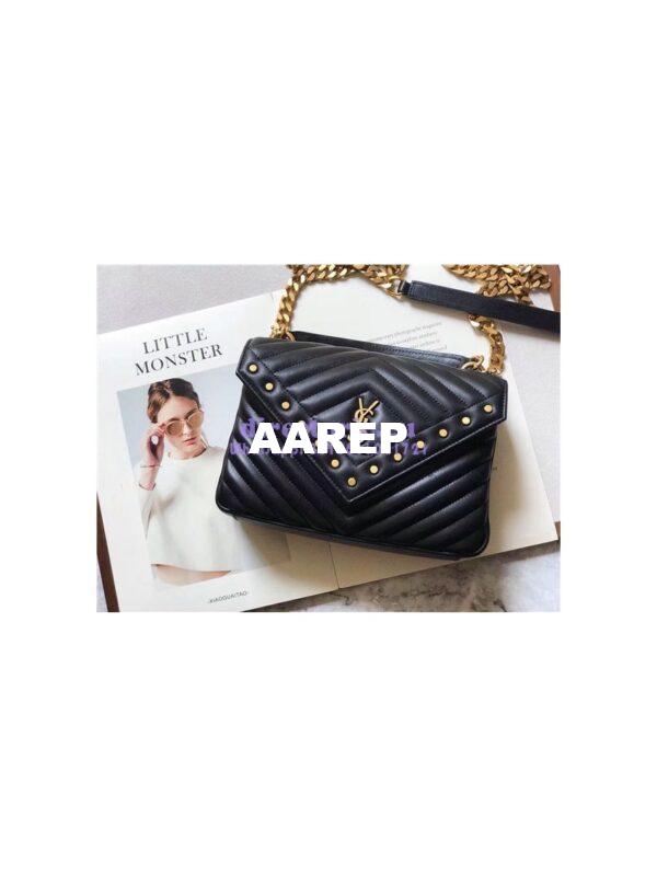 Replica Ysl Saint Laurent Top Handle Medium College Black Bag With gold Metal Chain 3