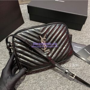 Replica YSL Saint Laurent Lou Camera Bag in quilted Black moroder Leather 468537