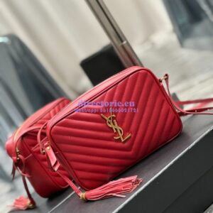 Replica YSL Saint Laurent LouLou Camera Bag in quilted red leather 520534 2