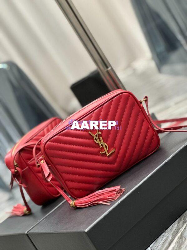 Replica YSL Saint Laurent LouLou Camera Bag in quilted red leather 520534 2