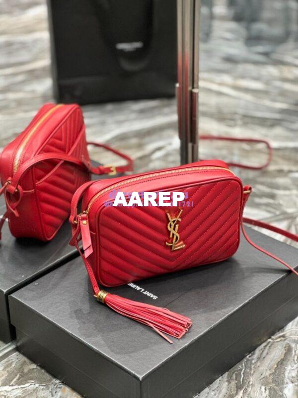 Replica YSL Saint Laurent LouLou Camera Bag in quilted red leather 520534 3