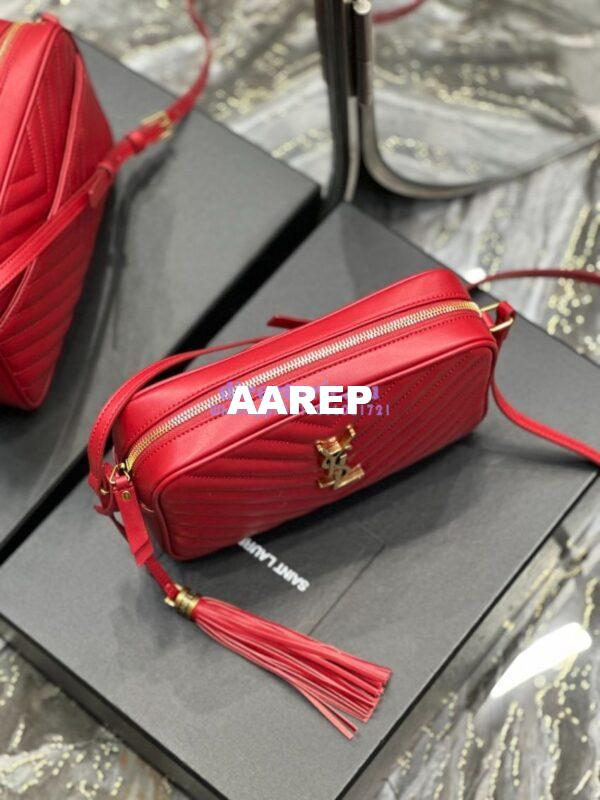 Replica YSL Saint Laurent LouLou Camera Bag in quilted red leather 520534 8