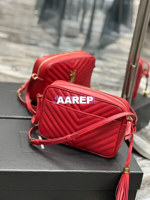 Replica YSL Saint Laurent LouLou Camera Bag in quilted red leather 520534 11