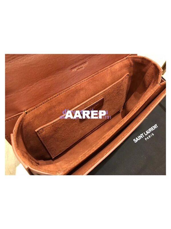 Replica YSL Saint Laurent Medium Bellechasse Satchel In Beige Linen Canvas And Cognac Leather 9
