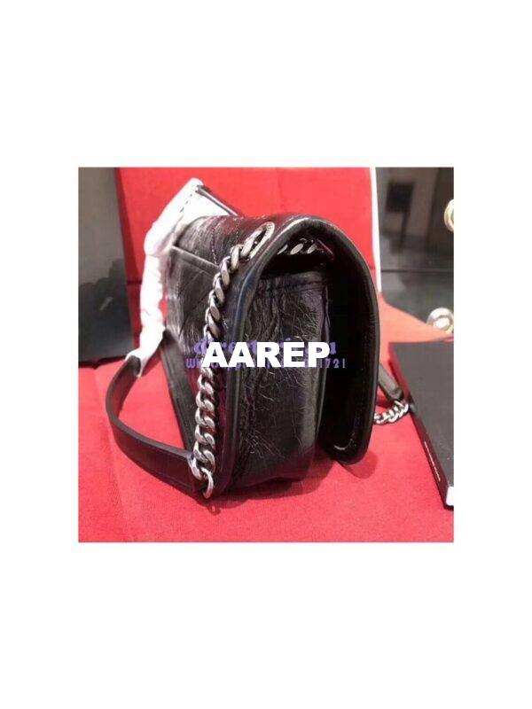 Replica YSL Saint Laurent Small Monogramme Niki Chain Bag In Vintage Crinkled And Quilted black Leather 6
