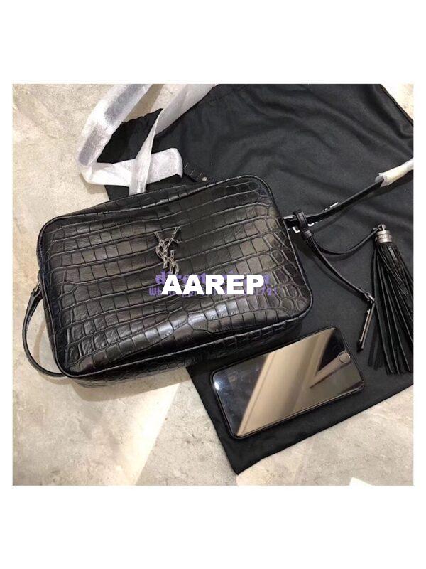 Replica YSL Saint Laurent Lou Camera Bag In Matte Black Crocodile-embossed Leather 505730 2