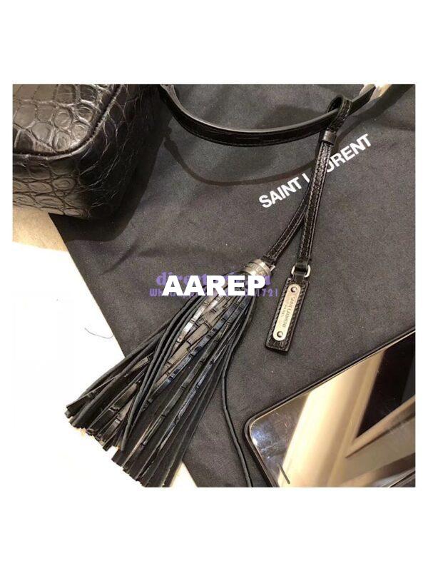 Replica YSL Saint Laurent Lou Camera Bag In Matte Black Crocodile-embossed Leather 505730 5