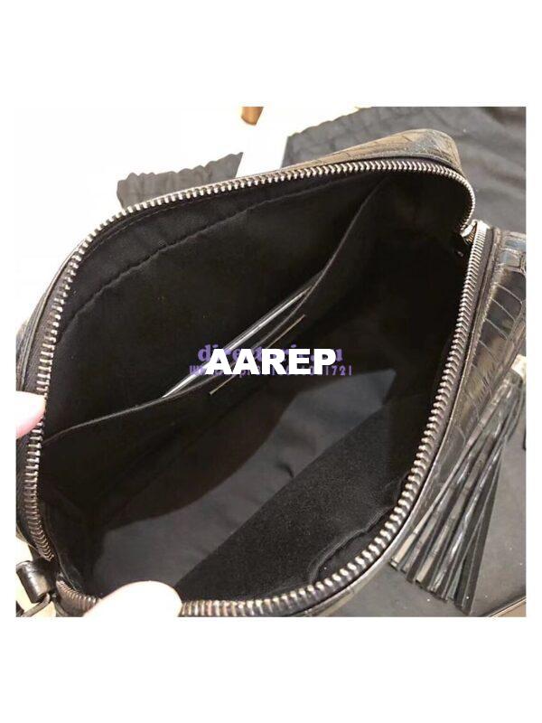 Replica YSL Saint Laurent Lou Camera Bag In Matte Black Crocodile-embossed Leather 505730 7
