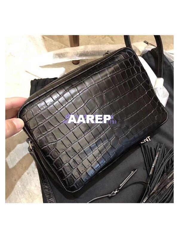 Replica YSL Saint Laurent Lou Camera Bag In Matte Black Crocodile-embossed Leather 505730 8