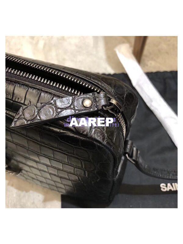 Replica YSL Saint Laurent Lou Camera Bag In Matte Black Crocodile-embossed Leather 505730 9