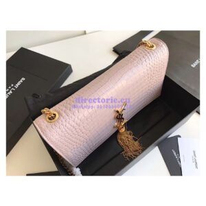 Replica YSL Classic Medium Kate Monogram Saint Laurent Tassel Satchel In Pink Crocodile Embossed Shiny Leather 354119 in gold hardware 2