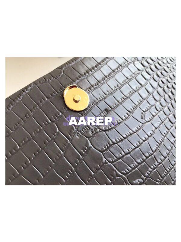Replica YSL Classic Medium Kate Monogram Saint Laurent Tassel Satchel In Grey Crocodile Embossed Shiny Leather 354119 in gold hardware 8