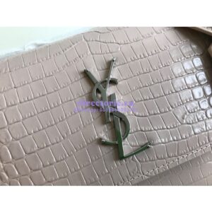 Replica YSL Saint Laurent Medium Sunset Monogram pink crocodile embossed bag 2