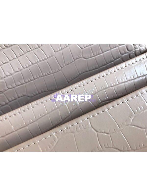 Replica YSL Saint Laurent Medium Sunset Monogram pink crocodile embossed bag 7