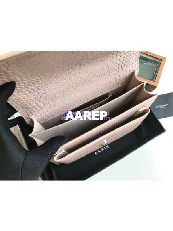 Replica YSL Saint Laurent Medium Sunset Monogram pink crocodile embossed bag 8