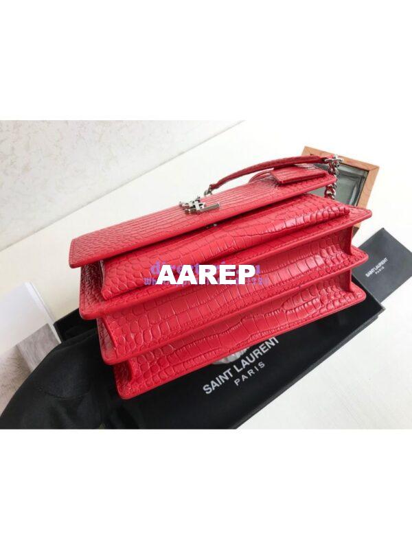 Replica YSL Saint Laurent Medium Sunset Monogram red crocodile embossed bag 5