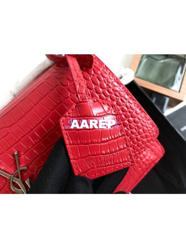 Replica YSL Saint Laurent Medium Sunset Monogram red crocodile embossed bag 11