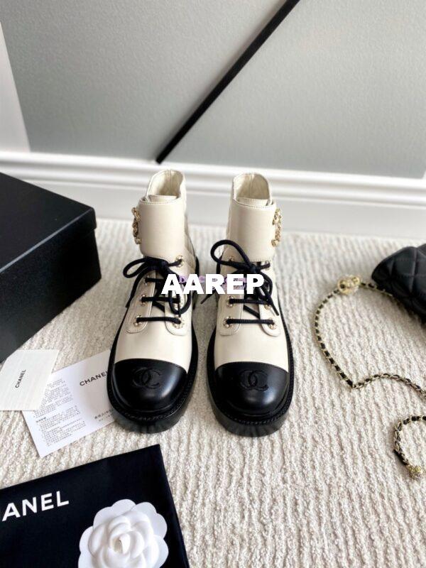 Replica Chanel Lace-Ups Lambskin & Calfskin G36424 Ivory 5