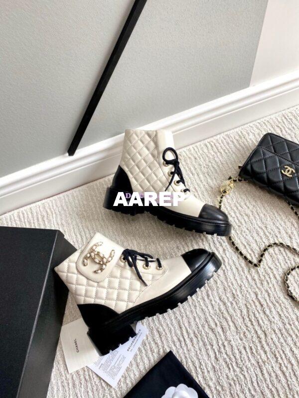 Replica Chanel Lace-Ups Lambskin & Calfskin G36424 Ivory 7