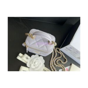 Replica Chanel New 22A SLG Lambskin Small Vanity With Chain and Top Handle Bag AP2198 Light Purple 2