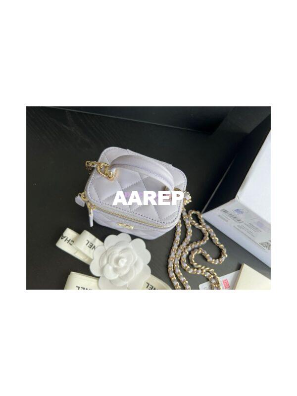 Replica Chanel New 22A SLG Lambskin Small Vanity With Chain and Top Handle Bag AP2198 Light Purple 2