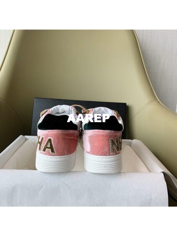 Replica Chanel Trainers Velvet Sneakers G36295 Black Coral 4