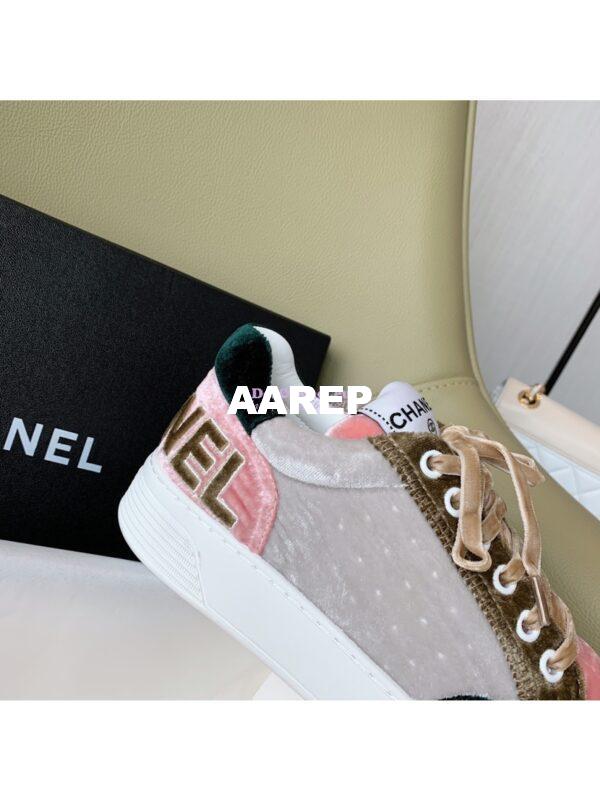 Replica Chanel Trainers Velvet Sneakers G36295 Black Coral 5
