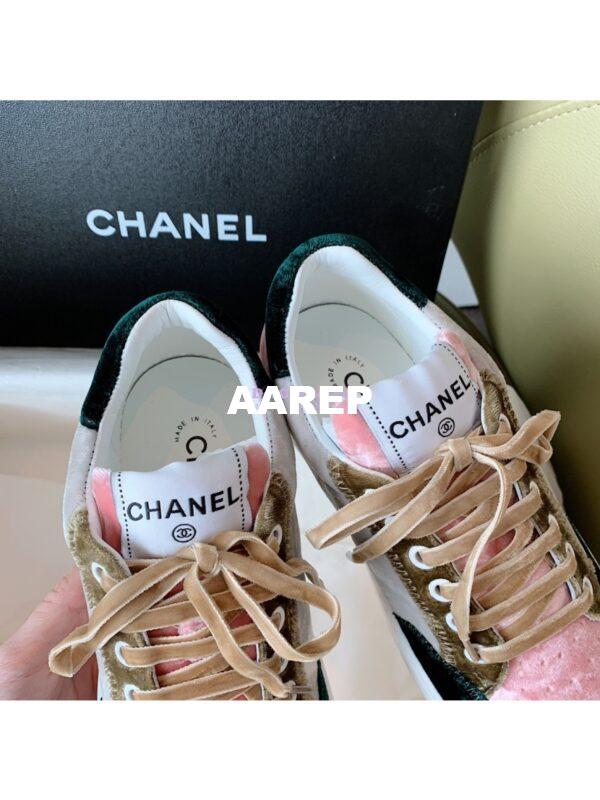 Replica Chanel Trainers Velvet Sneakers G36295 Black Coral 8