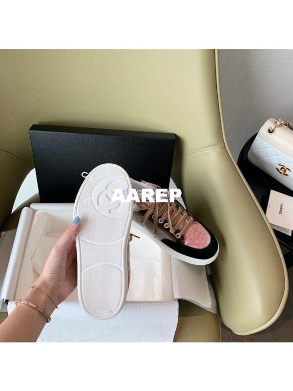 Replica Chanel Trainers Velvet Sneakers G36295 Black Coral 9
