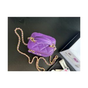 Replica Chanel New 22A SLG Lambskin Small Vanity With Chain and Top Handle Bag AP2198 Purple 2