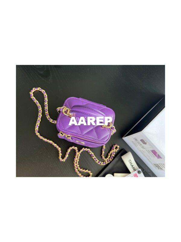 Replica Chanel New 22A SLG Lambskin Small Vanity With Chain and Top Handle Bag AP2198 Purple 4