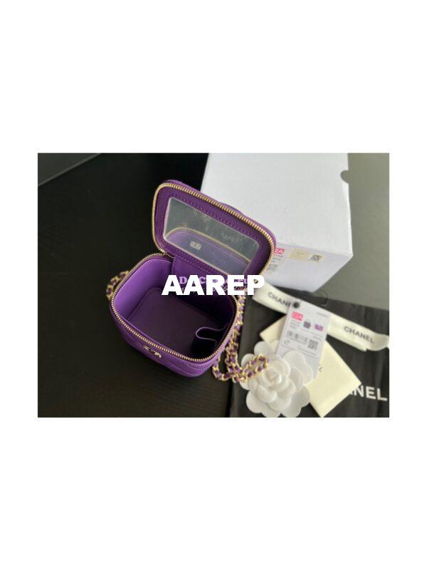 Replica Chanel New 22A SLG Lambskin Small Vanity With Chain and Top Handle Bag AP2198 Purple 10