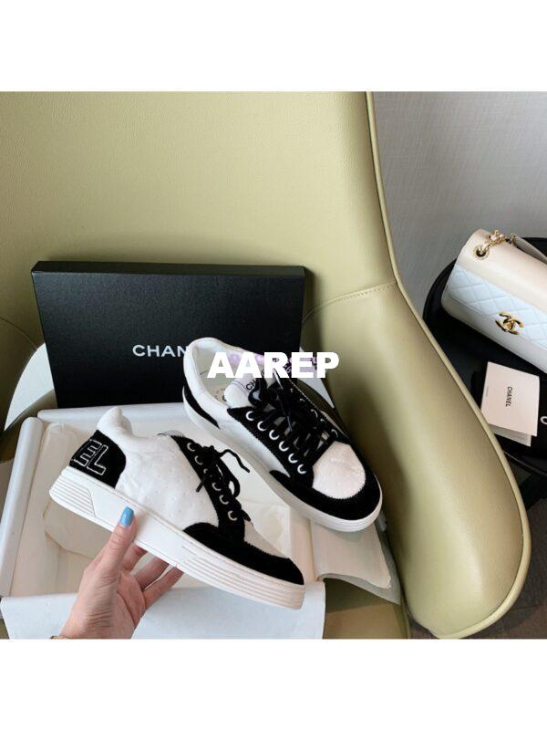 Replica Chanel Trainers Velvet Sneakers G36295 Black White 6