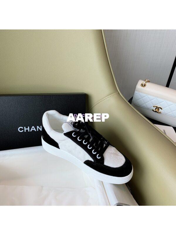 Replica Chanel Trainers Velvet Sneakers G36295 Black White 7