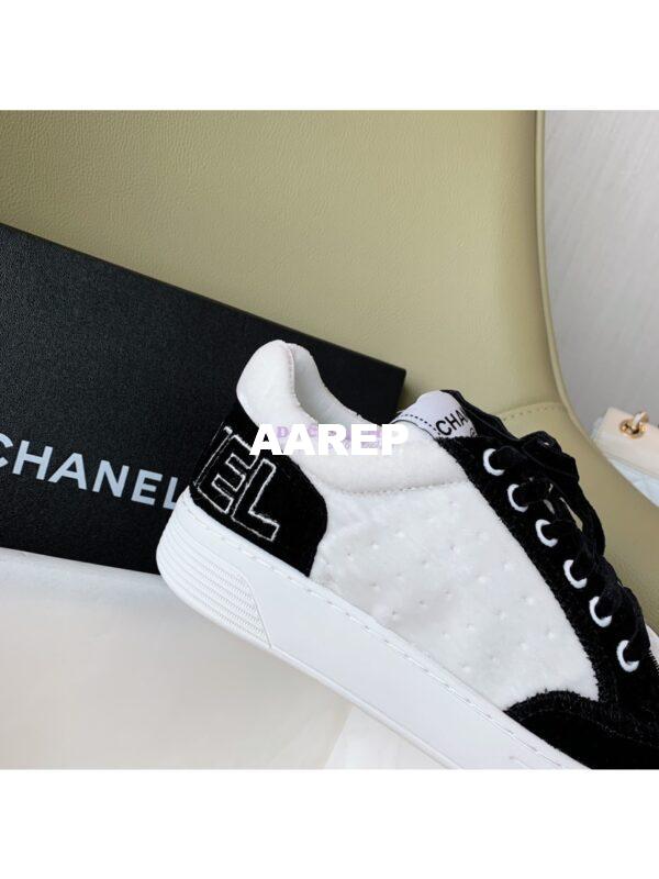Replica Chanel Trainers Velvet Sneakers G36295 Black White 10