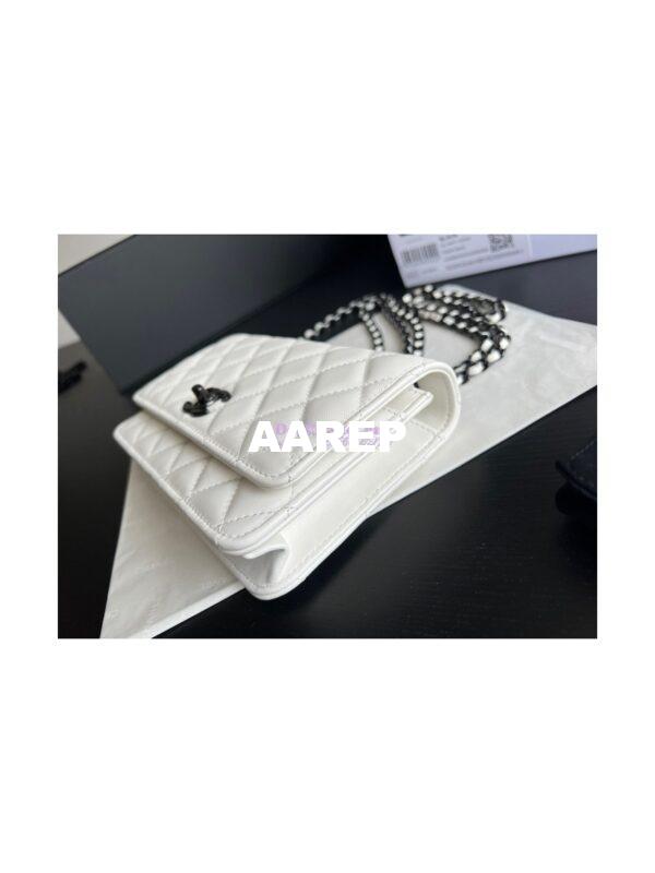Replica Chanel 22SS SLG Trendy CC Wallet On Chain WOC in Lambskin with Black Hardware A80982 White 6