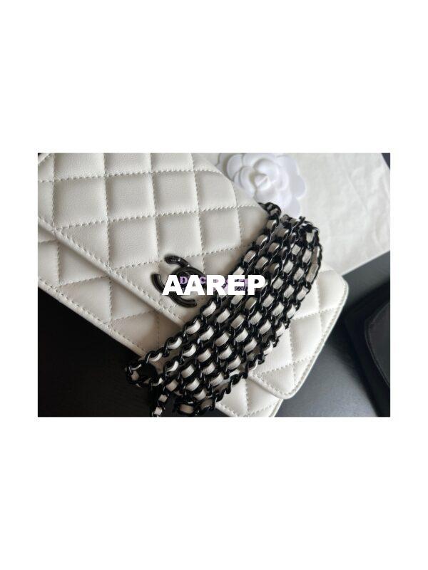 Replica Chanel 22SS SLG Trendy CC Wallet On Chain WOC in Lambskin with Black Hardware A80982 White 8